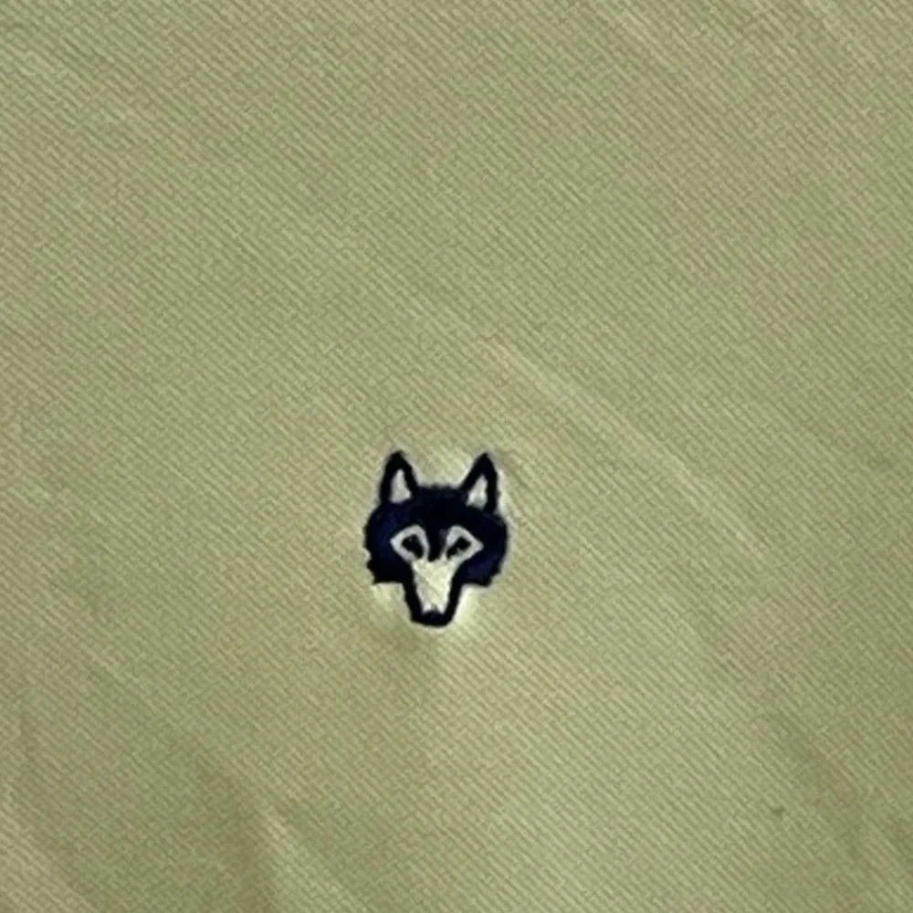 Greyson Wolf Logo Golf Polo Men's‎ Large Short Sleeve Shirt Bright Yellow